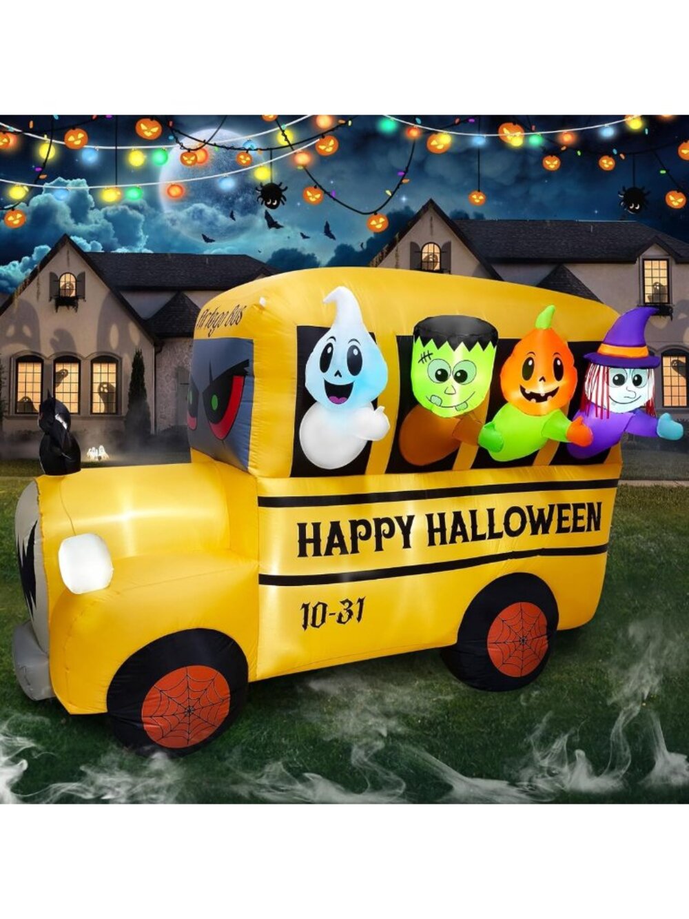 8.1FT Halloween Inflatable Ghost & Pumpkin Decor with 9 LED Lights for Outdoor